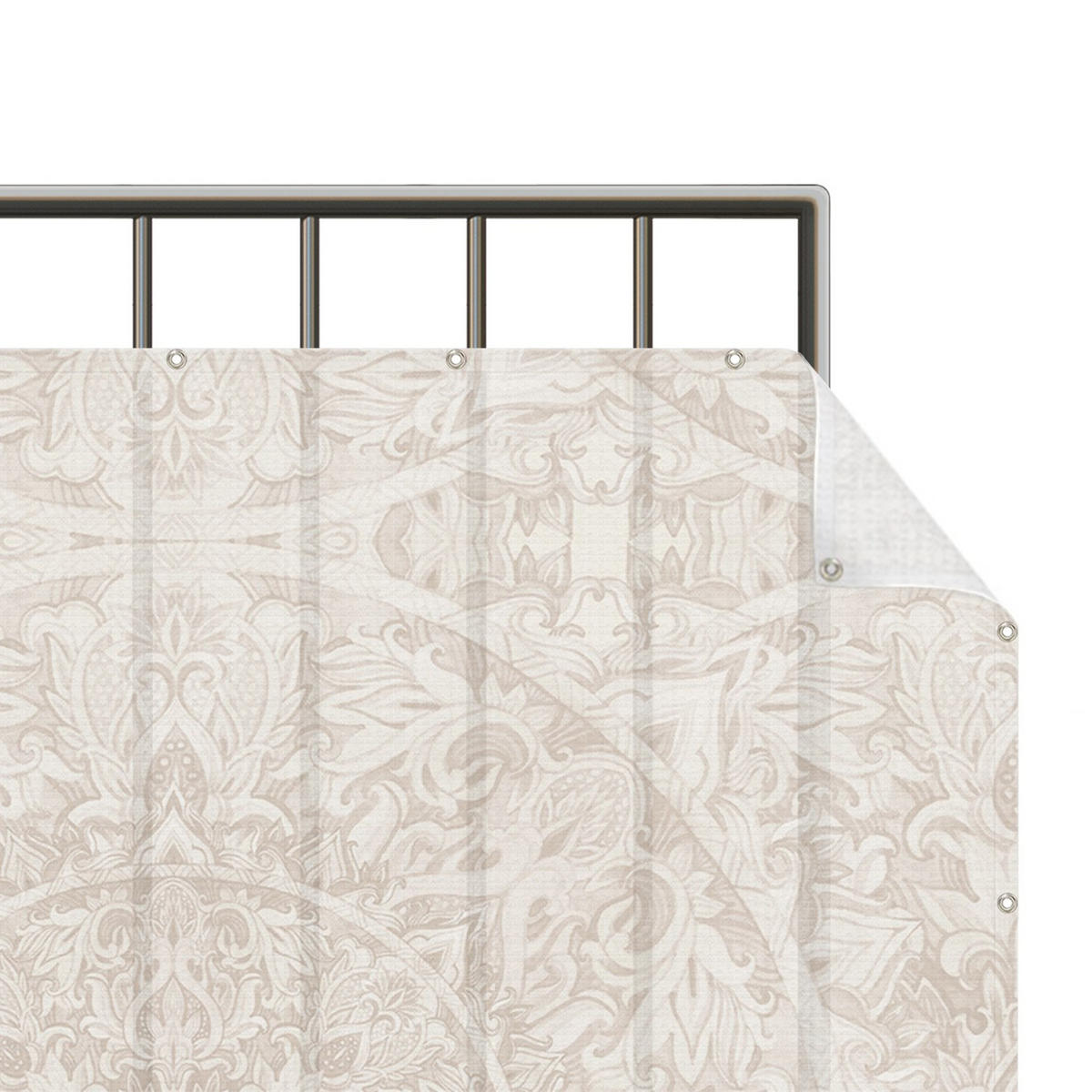 BALKON SICHTSCHUTZ Mandala Aquarell Muster Ornament beige 450/90 cm - Beige, Kunststoff (450/90cm) - Bilderwelten