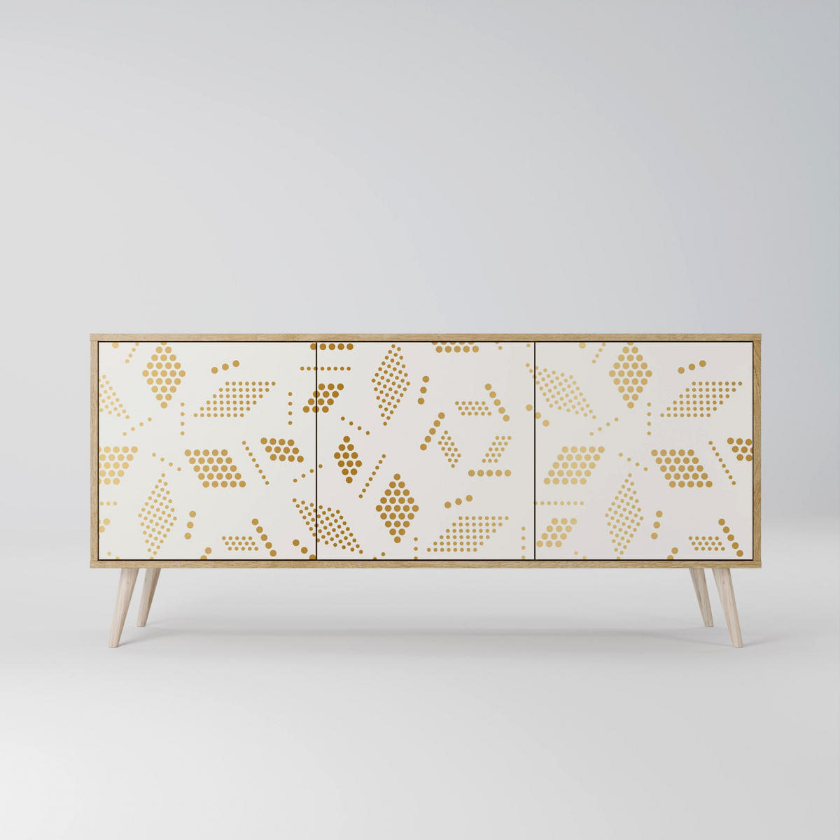 SIDEBOARD SPOTTED DAZE, Eicheneffekt, 164,5x42x77,5 cm, 3 Türen - Eichefarben/Buchefarben, Holzwerkstoff/Buchenholz (164.5/77.5/42cm) - SpaceRebels