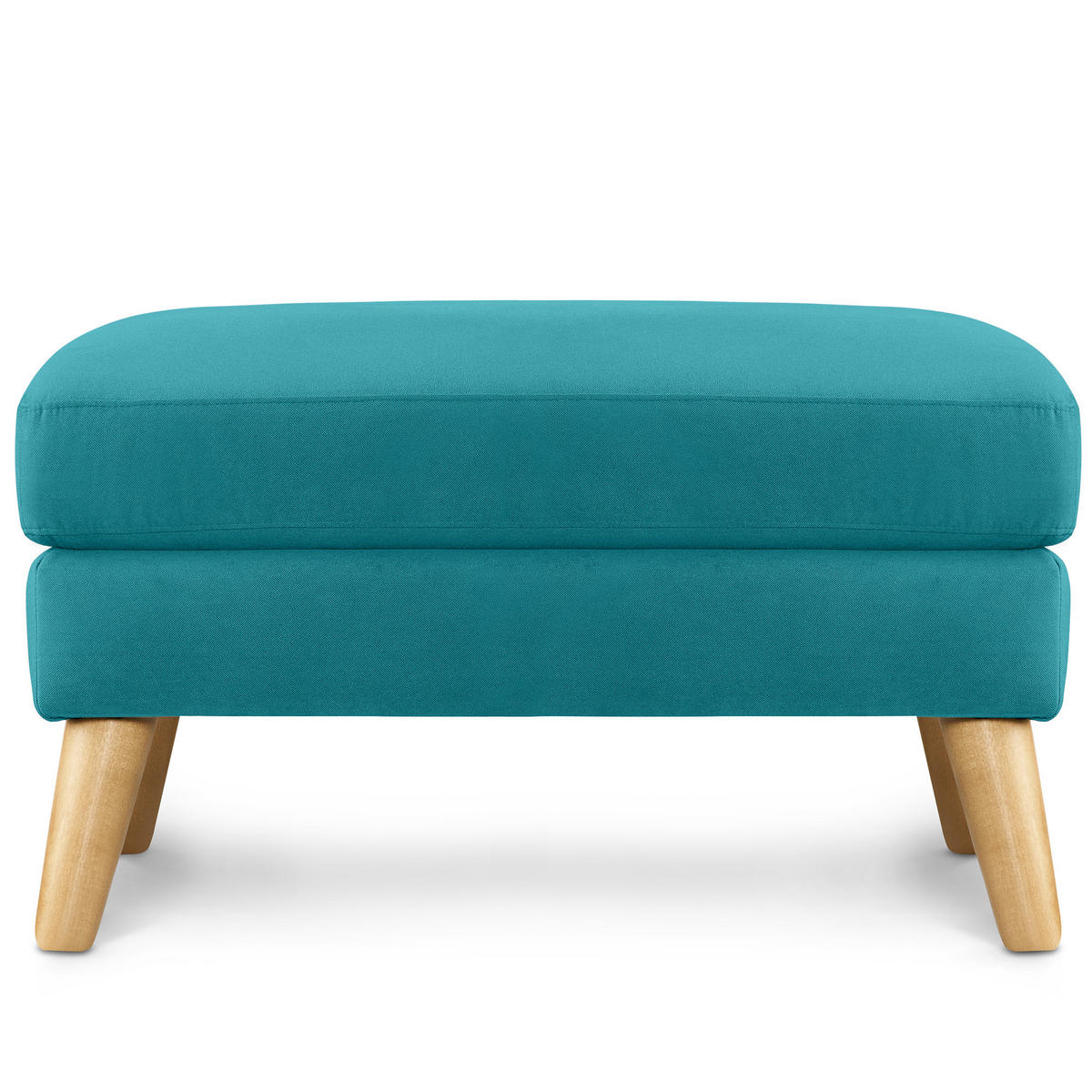 SITZHOCKER TAGIO Pouffe, türkis - Türkis/Braun, Buchenholz/Textil (65/46/80cm) - KONSIMO®