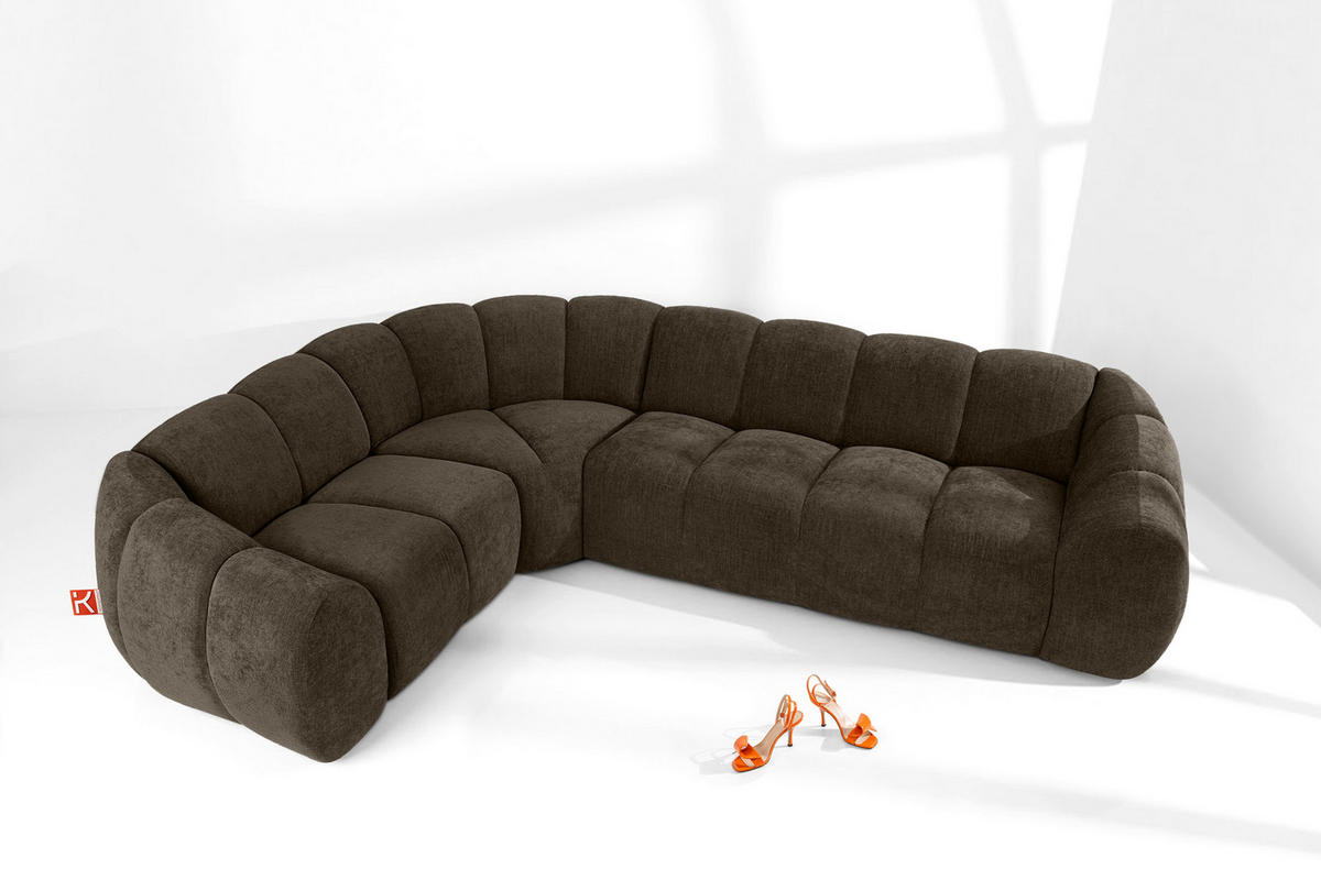 ECKSOFA LINKS FLAVA, Braun - Braun, Holz/Holzwerkstoff (310/230cm) - KONSIMO®