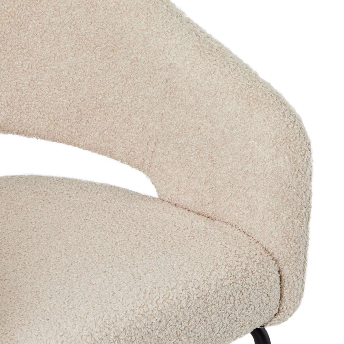 ARMLEHNSTUHL-SET 2 Stück in Teddystoff - Beige/Schwarz, Textil/Metall (57/81/56cm) - Furnhouse