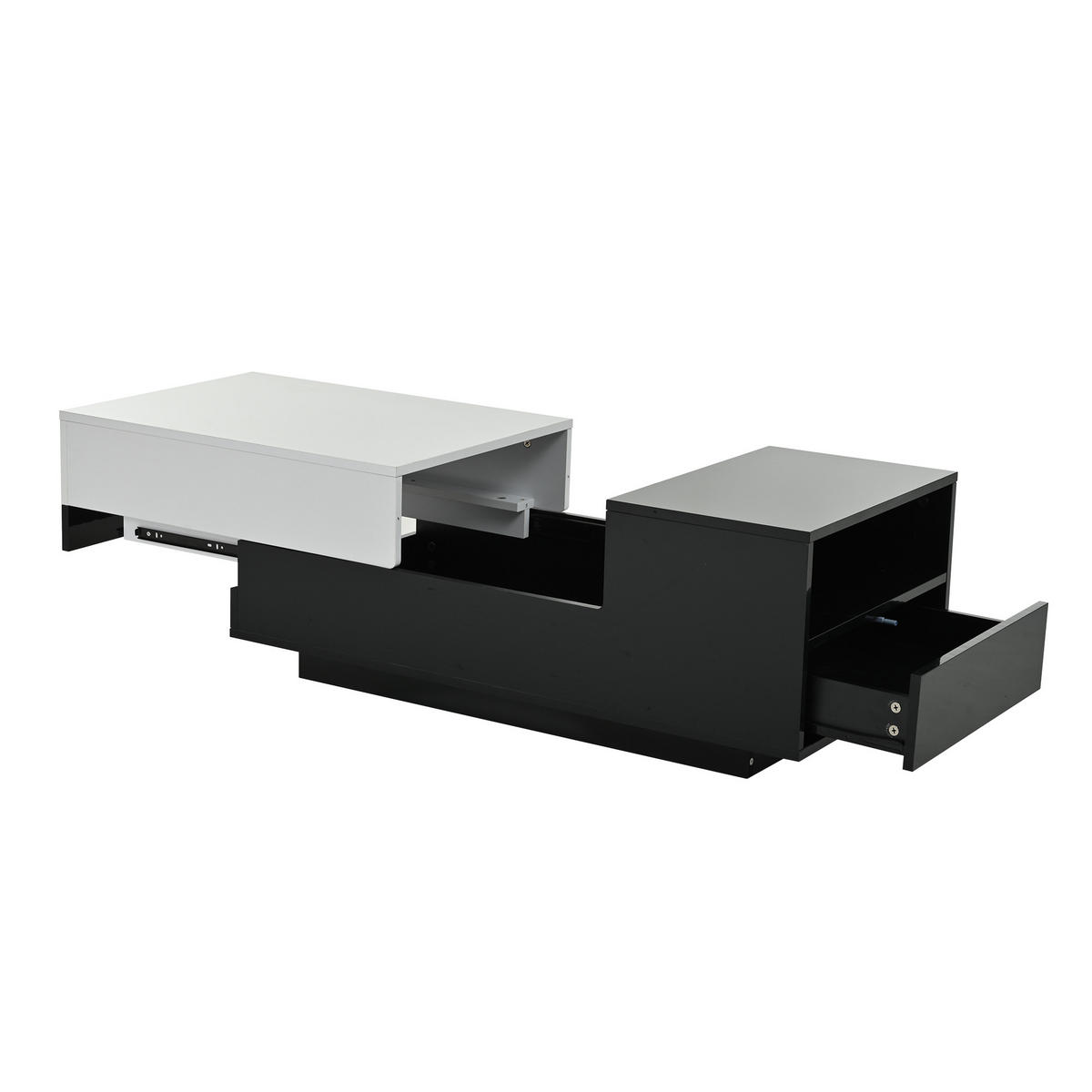 COUCHTISCH Hochglanz 100cm Schublade Schiebeplatte Stauraum modern - Weiß, Holzwerkstoff (100/50/38cm) - FLIEKS