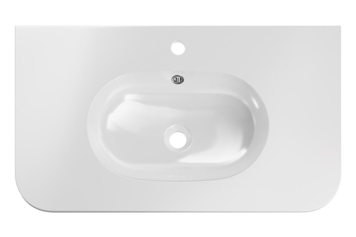 WASCHTISCHKOMBI 80 cm 2 Teile - Ovalia Cremona O BM406 in Cremona-Eiche - Eichefarben/Weiß Hochglanz, Holz/Keramik (80/52/46cm)