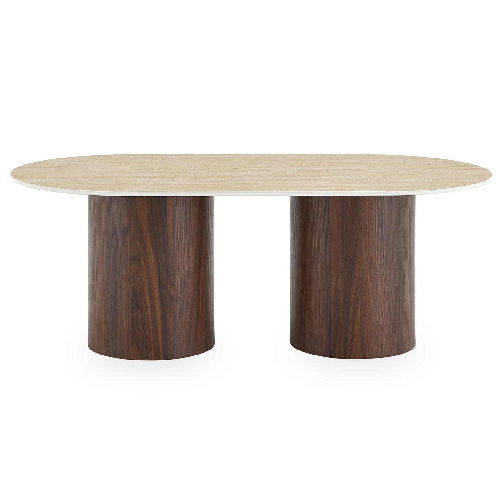 COUCHTISCH REALM Travertin - Beige/Nussbaumfarben, Holzwerkstoff (60/120/45cm) - IDIMEX