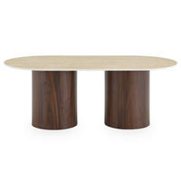 COUCHTISCH REALM Travertin - Beige/Nussbaumfarben, Holzwerkstoff (60/120/45cm) - IDIMEX