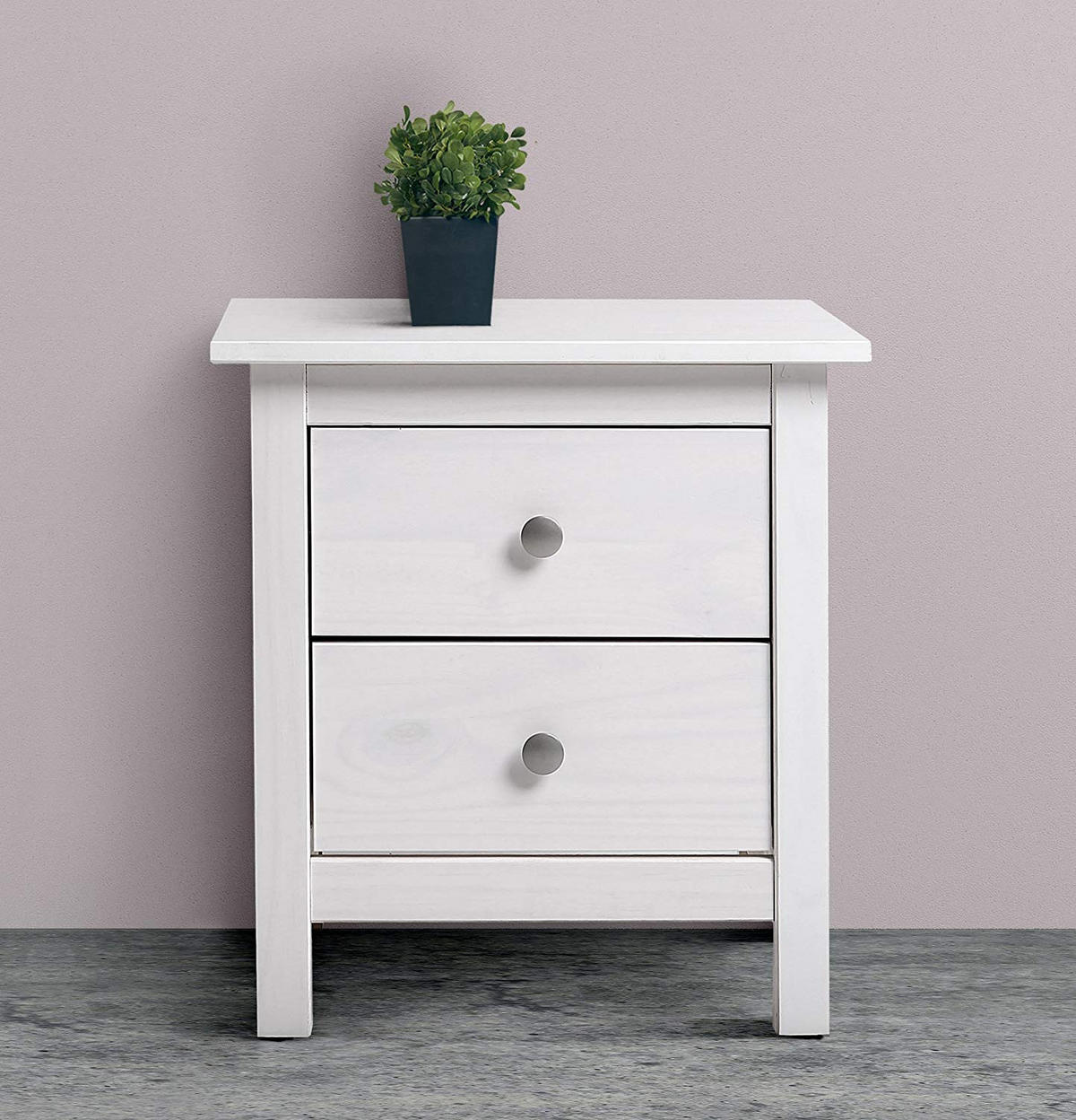 NACHTTISCH Berna 2 Schubladen Weiß - Weiß, Holz (46/49/35cm) - VS Venta-stock