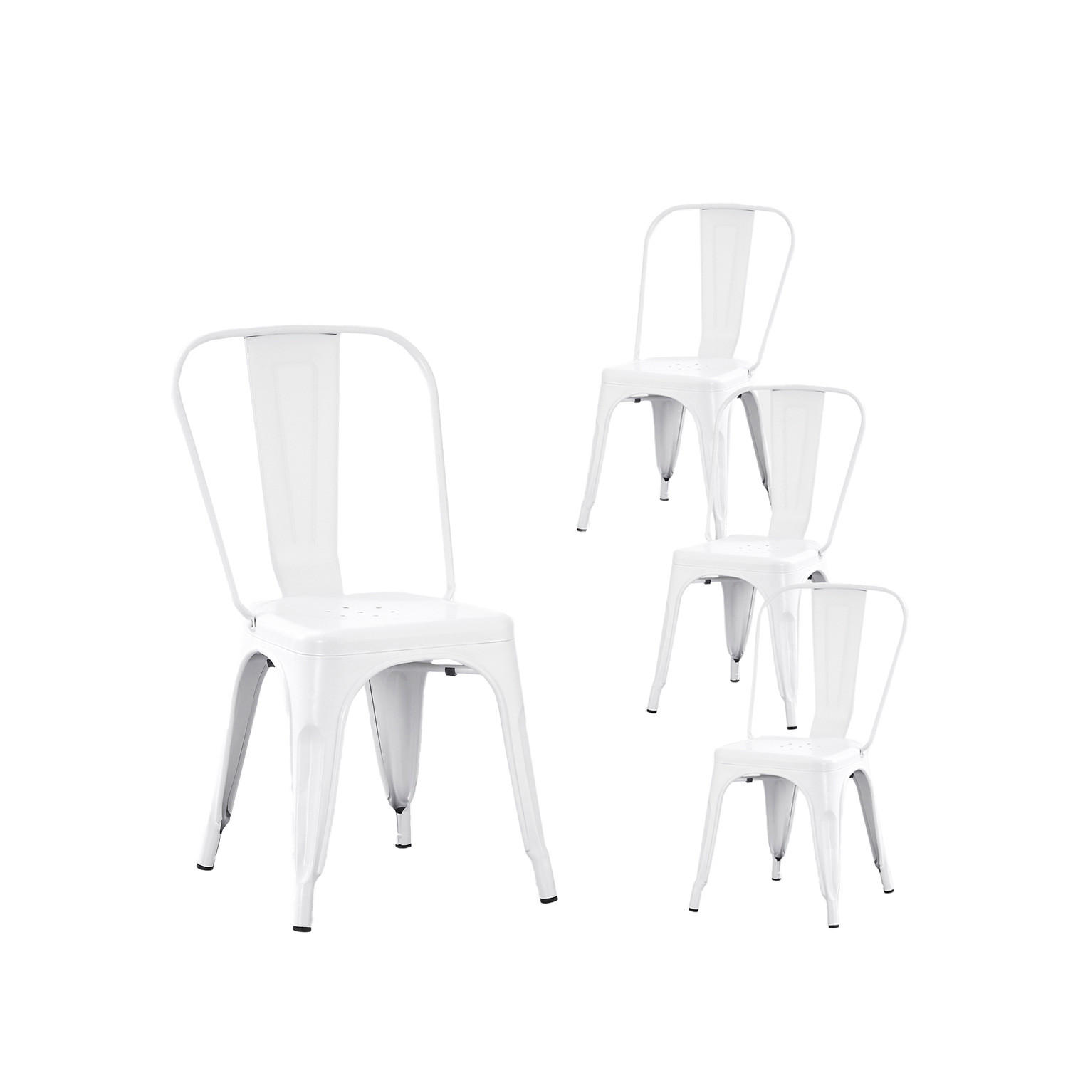 GARTENSTUHL Hjorts Weiß 46 cm x 85 cm 4er-Set - Weiß, Metall (46/85/49cm) - Klast Home