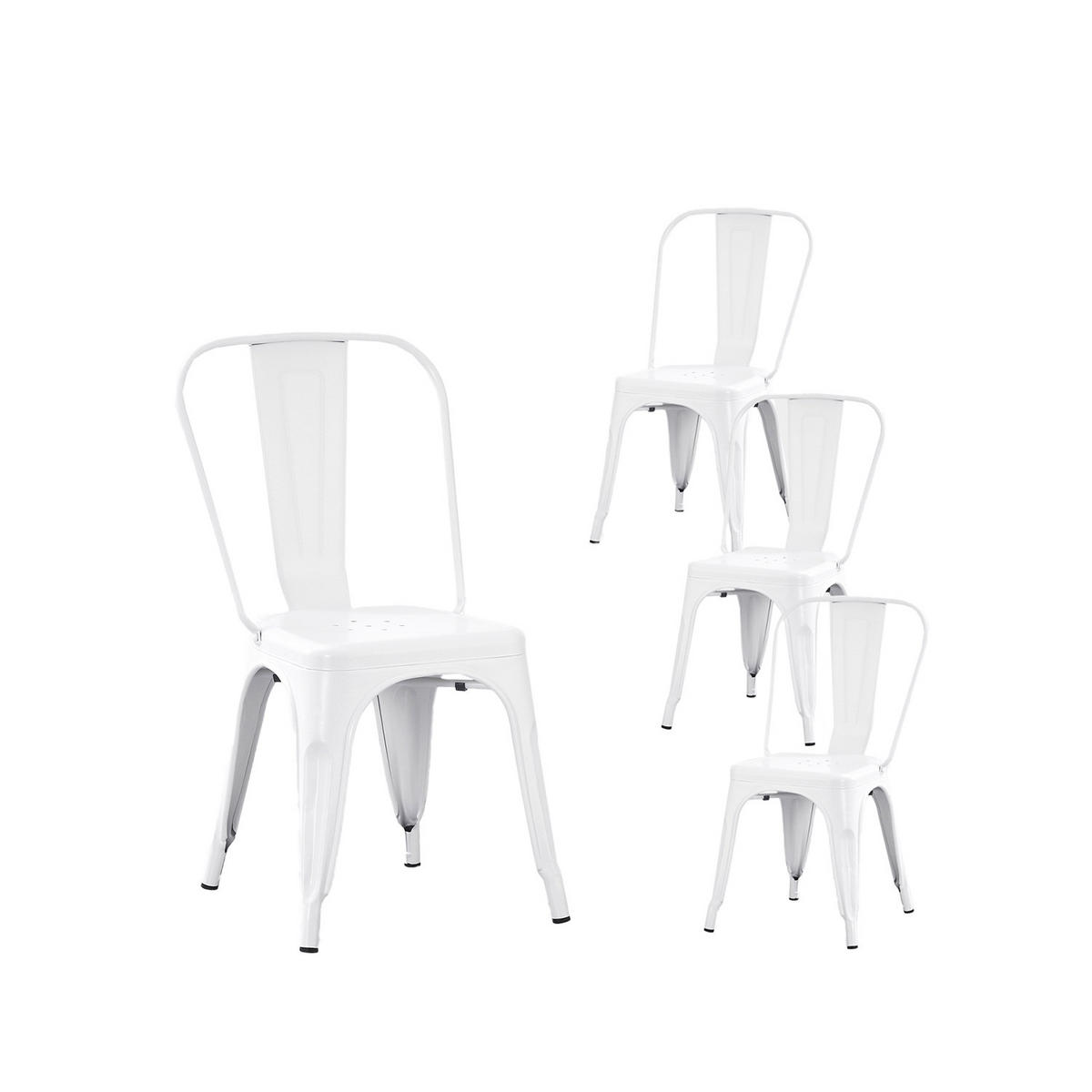 GARTENSTUHL Hjorts Weiß 46 cm x 85 cm 4er-Set - Weiß, Metall (46/85/49cm) - Klast Home