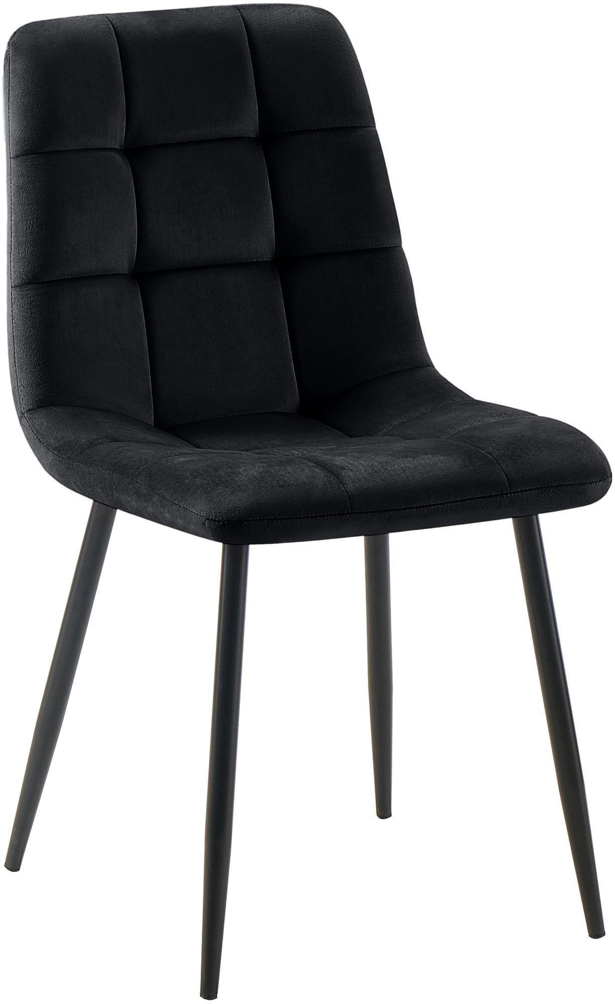 STUHL Samt Schwarz - Schwarz, Textil/Metall (45/84/55cm) - CLP