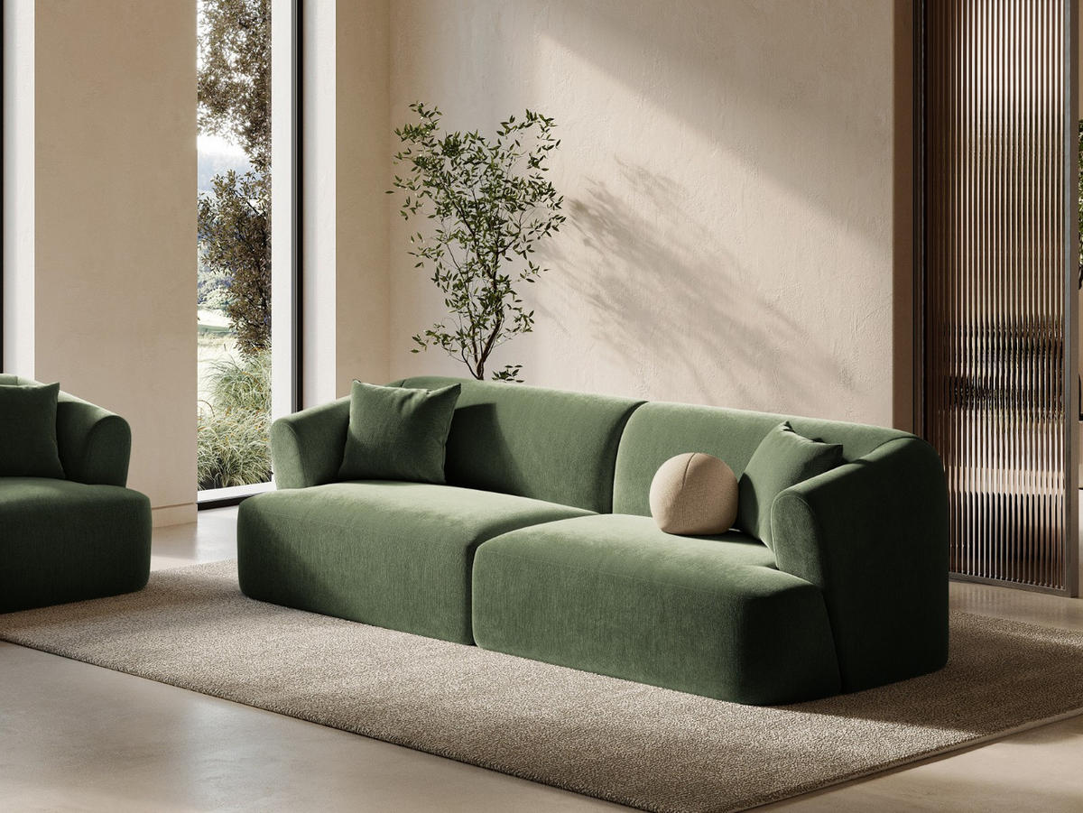 MODULARES-SOFA Campi aus Samt grün 4 Sitzplätze - Grün, Textil (90/70/255cm) - Cosmopolitan Design