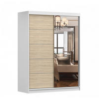 SCHIEBETÜRENSCHRANK - Beni 05 Classic (Weiß + Sonoma) - Weiß/Sonoma Eiche, Holzwerkstoff/Metall (150/200/61cm) - Möblo