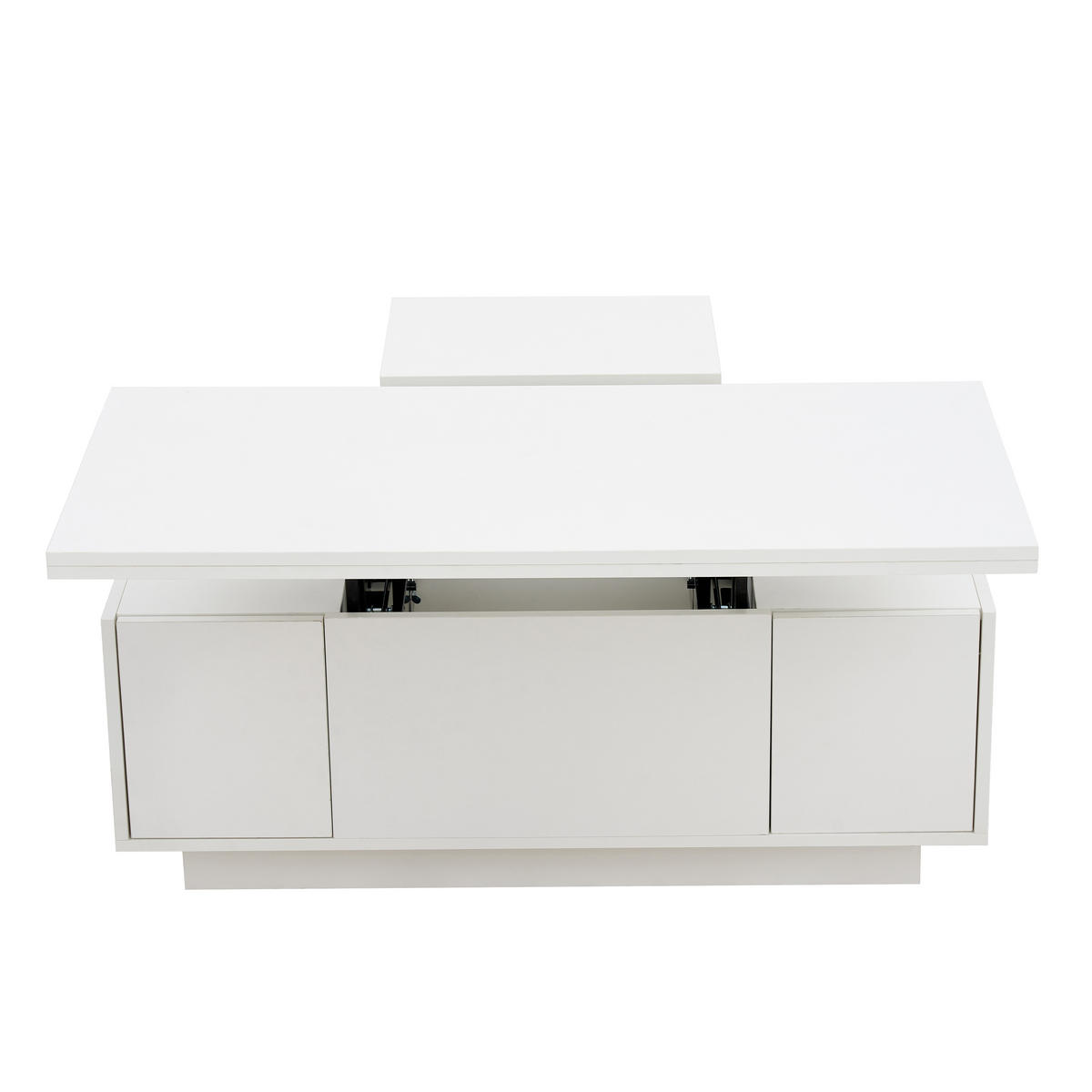 COUCHTISCH Wohnzimmertisch mit 2 Hebeplatten, Hubfunktion, Stauraum kompakt bis 50 kg MDF Weiß - Weiß, Holzwerkstoff (100/50/55.5cm) - EVRYAE