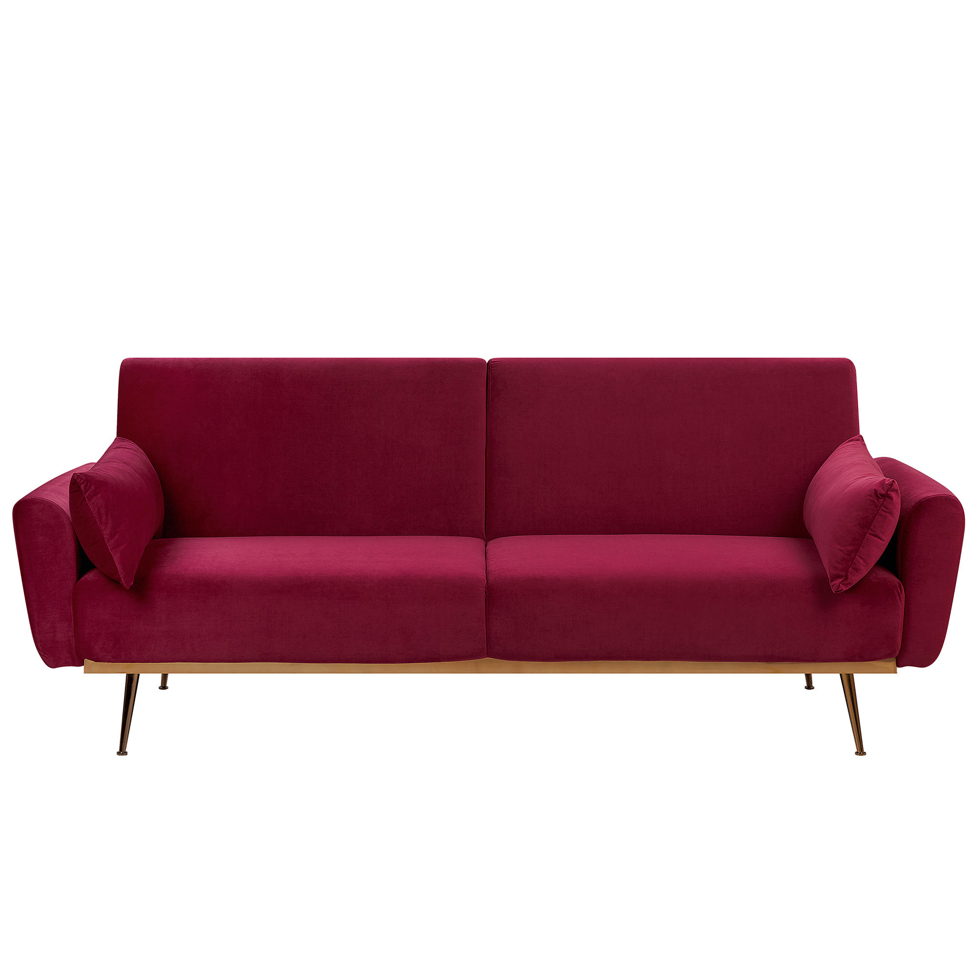 3-SITZER-SCHLAFSOFA Samtstoff Burgunderrot Eina - Dunkelrot, Textil (210/86/81cm) - Beliani