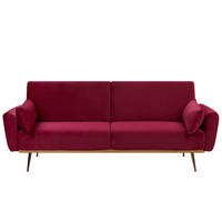 3-SITZER-SCHLAFSOFA Samtstoff Burgunderrot Eina - Dunkelrot, Textil (210/86/81cm) - Beliani