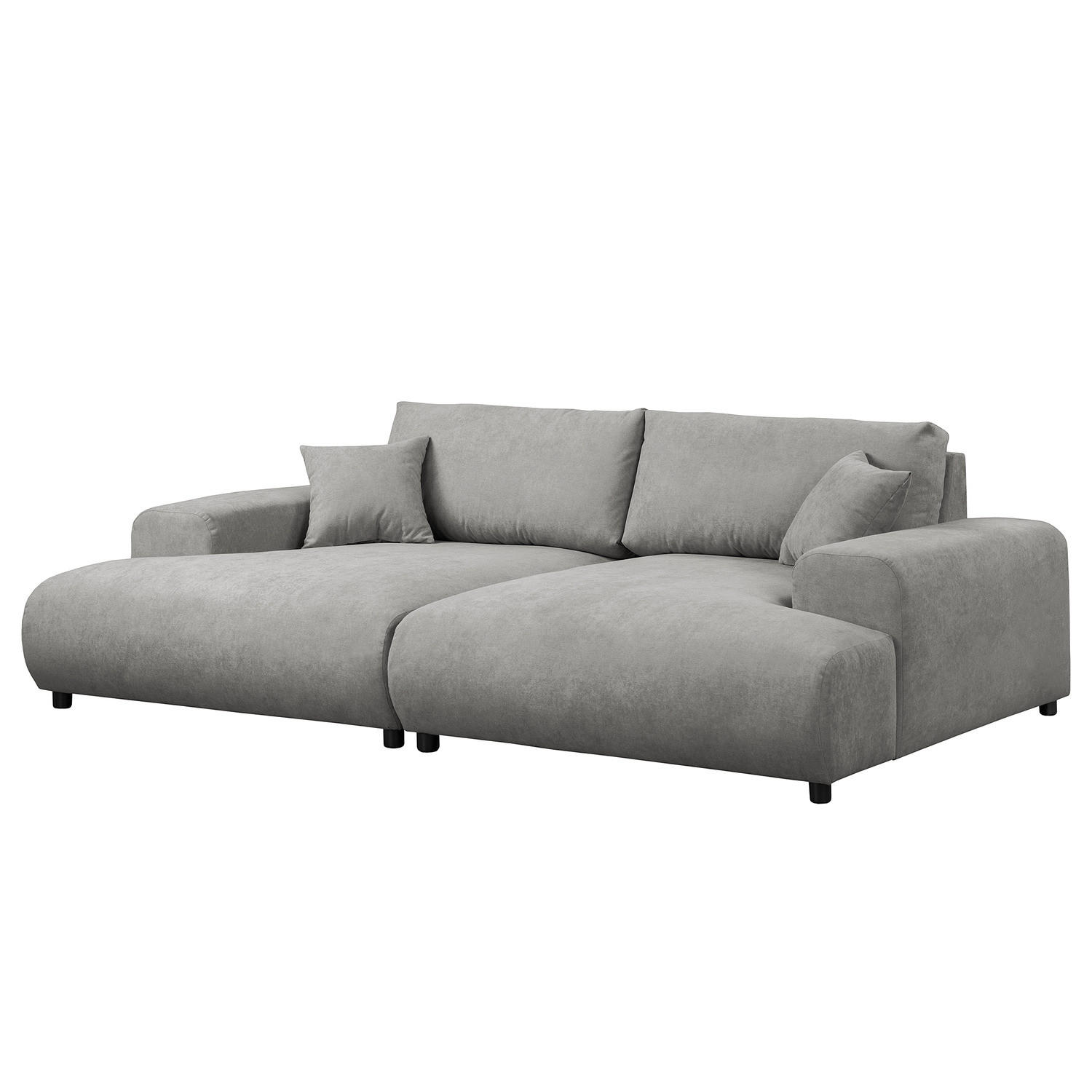 BIGSOFA - Schwarz/Grau, Kunststoff/Textil (237/79/144cm) - home24