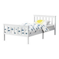 HOLZBETT Breda - Weiß, Holz (100/200cm) - [en.casa]