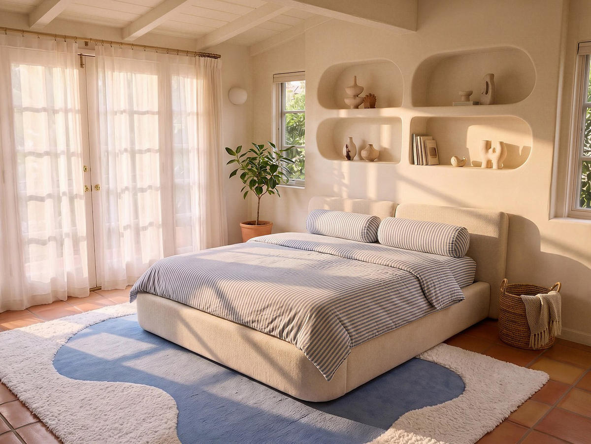 BETT mit Bettkasten - 2 Personen - stoff - beige Judalo - Beige, Textil (160/200cm) - Vente-Unique