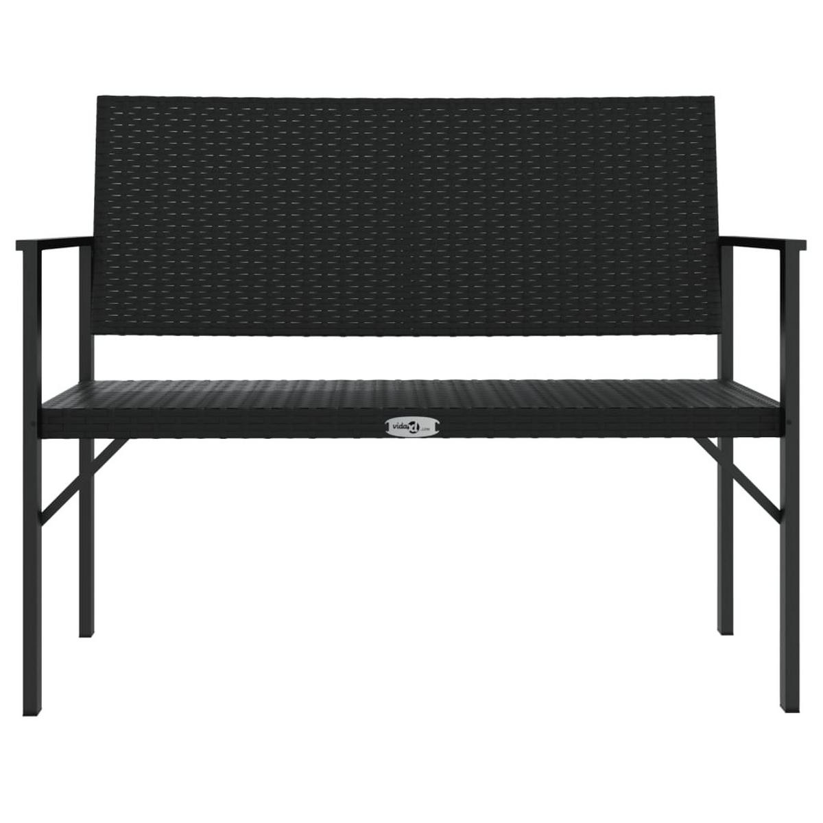 GARTENBANK 2-Sitzer Schwarz Poly Rattan - Schwarz, Kunststoff (109/88/62cm) - furnicato