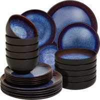 TAFELSERVICE Mare, ineinander stapelbar, blau/braun - Blau, Keramik (26.5/2.5/26.5cm) - tectake
