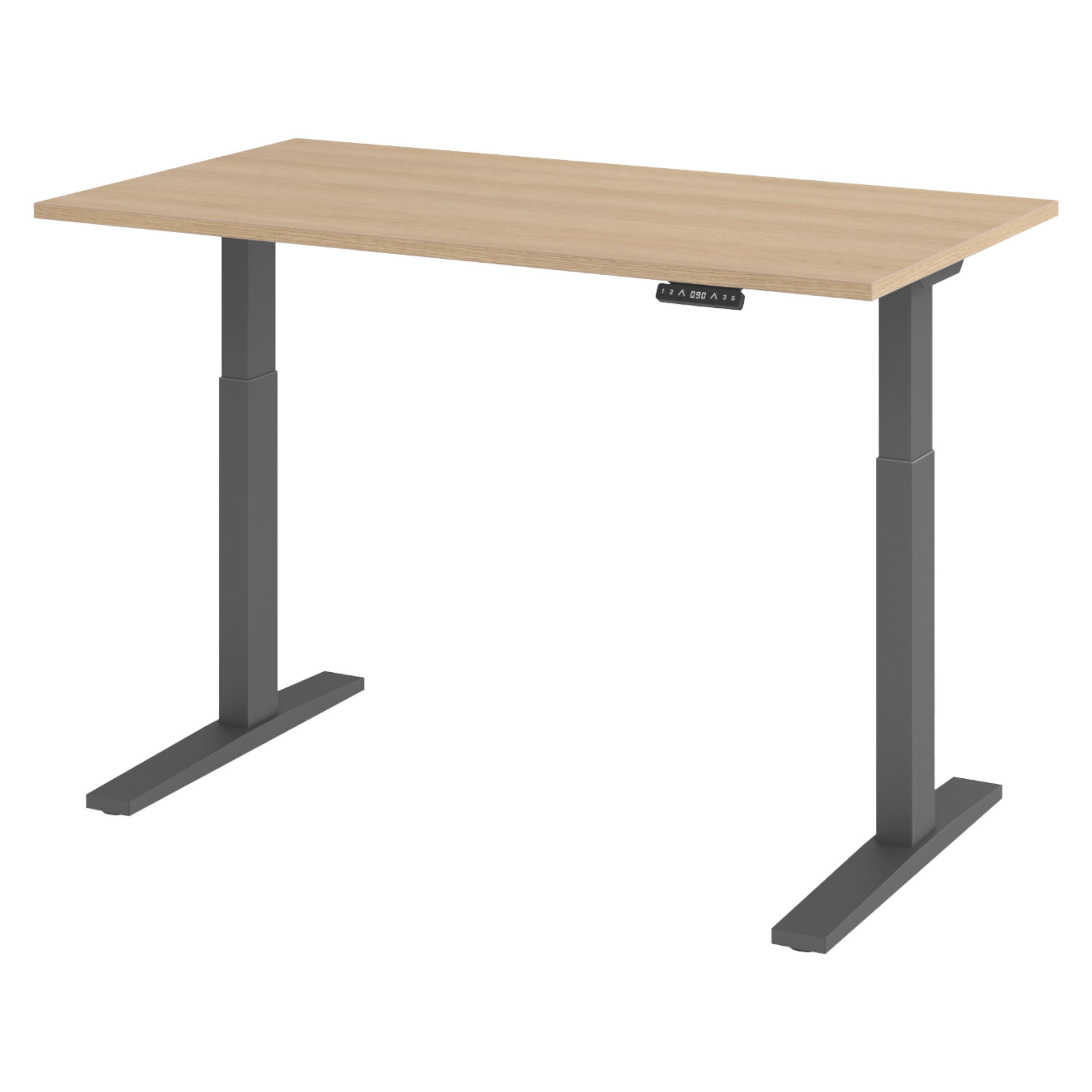 SCHREIBTISCH elektrisch XMKA 80/140/74 cm in Eichefarben/Graphitfarben - Eichefarben/Graphitfarben, Holzwerkstoff (80/140/74cm) - bümö