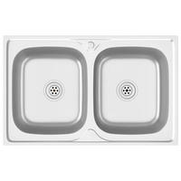 DOPPELSPÜLE Silbern 800/500/155 Mm Edelstahl - Silberfarben, Metall (80/50/50cm) - vidaXL