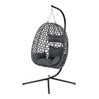 HÄNGESESSEL PE-Rattan höhenverstellbar, DE-42142, Dunkelgrau - Dunkelgrau, Metall (105/195/105cm) - ComfortXL