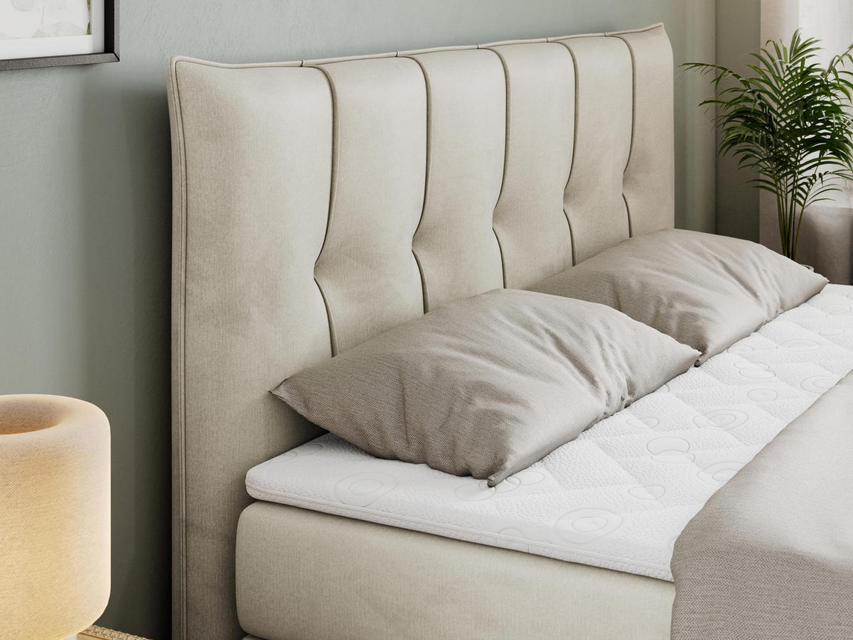 BOXSPRINGBETT PREMIUM 10 KING 120/200 Beige Velvet - H3 - Beige, Holz/Textil (120/200cm) - MKS