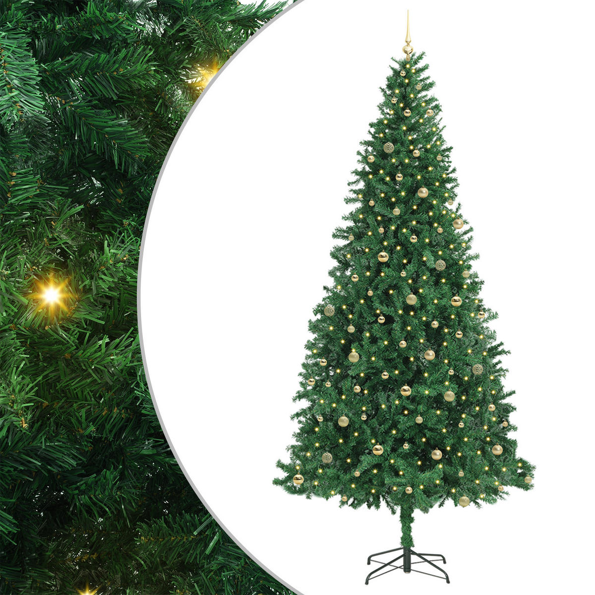WEIHNACHTSBAUM Künstlicher 155/155/300 cm Grün PVC - Goldfarben/Grün, Kunststoff (300cm) - vidaXL