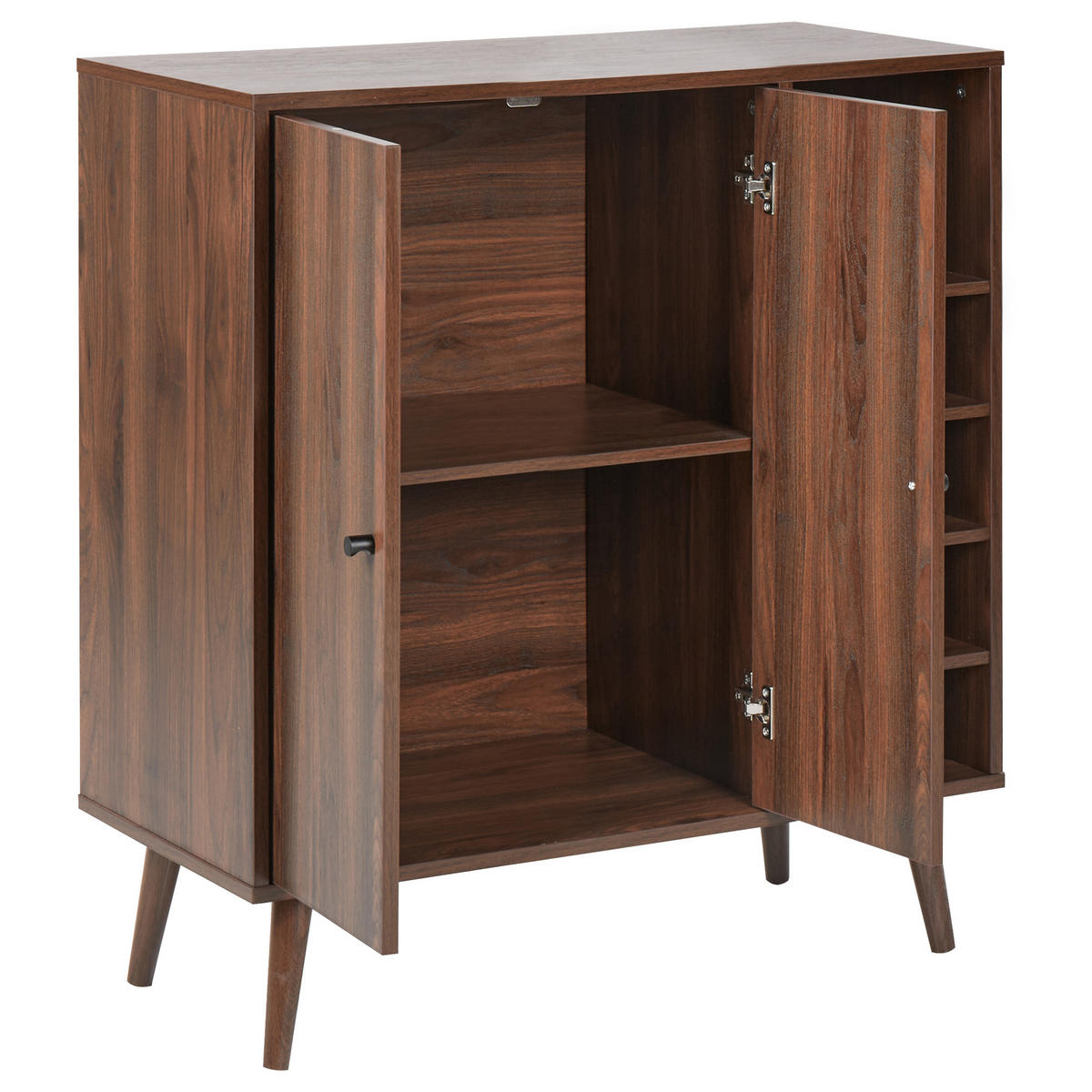 WEINREGAL Dunkelbraun Tullamore - Dunkelbraun, Naturmaterialien (84/91/39cm) - Beliani