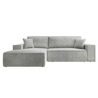 ECKSOFA Farese Hellgrau Cordbezug - Hellgrau/Schwarz, Kunststoff/Textil (267/167cm) - Selsey