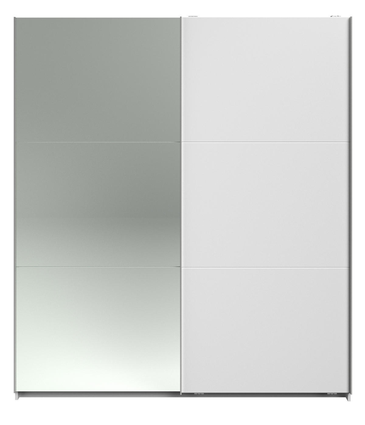 KLEIDERSCHRANK weiß 178 cm, Schwebetürenschrank 2-türig mit Spiegel und Soft-Close - Weiß, Glas/Holzwerkstoff (178/203/59cm) - Parisot Meuble