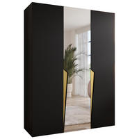 DREHTÜRENSCHRANK 202/150/52 3-türig - Goldfarben/Schwarz, Holz/Metall (150/202/52cm) - Abiks Möbel