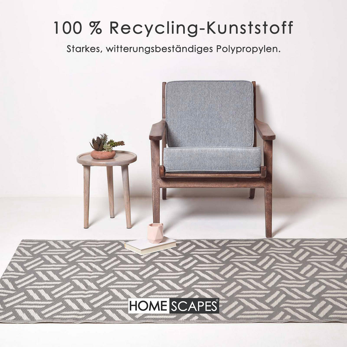 OUTDOORTEPPICH Luna geometrisch gemustert 120/180 cm - Grau, Kunststoff (120/180cm) - Homescapes