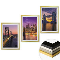 WANDBILDER 3er Set - 40x60 cm Goldrahmen - Brücken, Sonne, Stadtblick - Goldfarben, Kunststoff (40/60cm) - ArtPrintCave