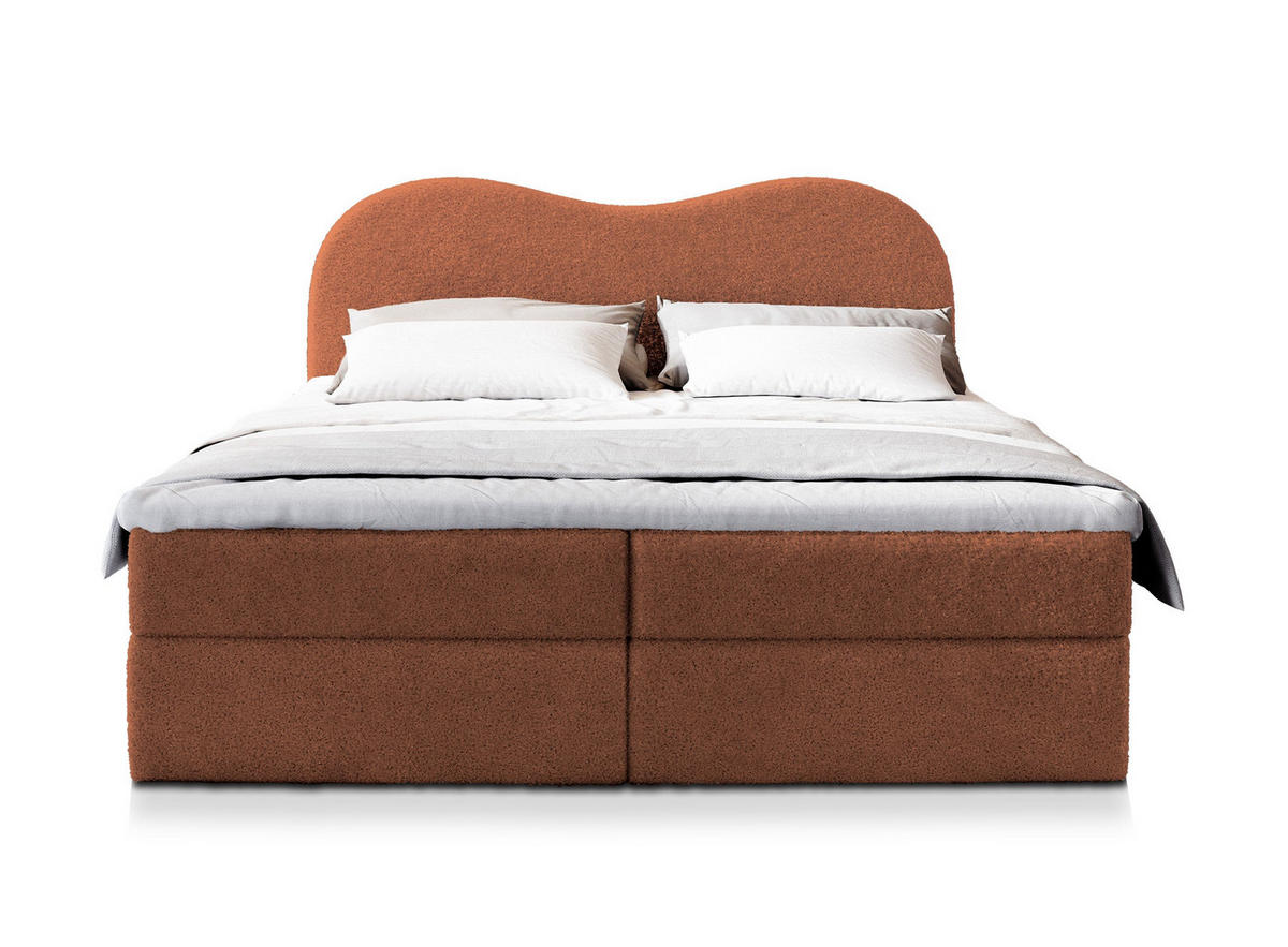 POSTEL BOXSPRING FLUVIA 160x200 cm, s matrací a úložným prostorem, terakotová - terakotová, kompozitní dřevo/textil (160/200cm) - MASSENO
