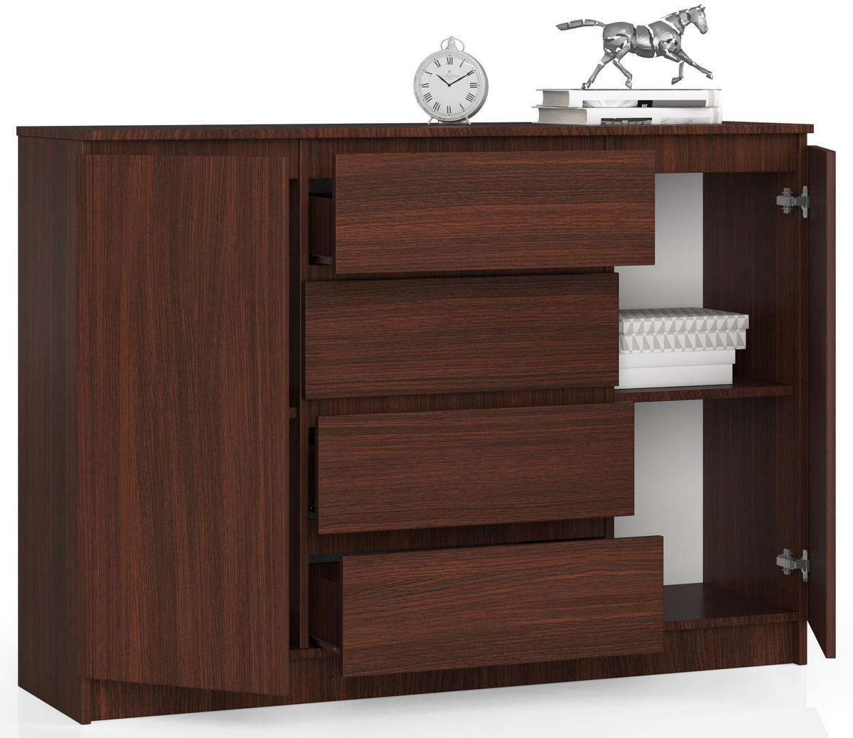 KOMMODE Dunkelbraun 99/138/40 - Dunkelbraun, Holzwerkstoff (138/99/40cm) - RAUMHIRSCH FURNITURE