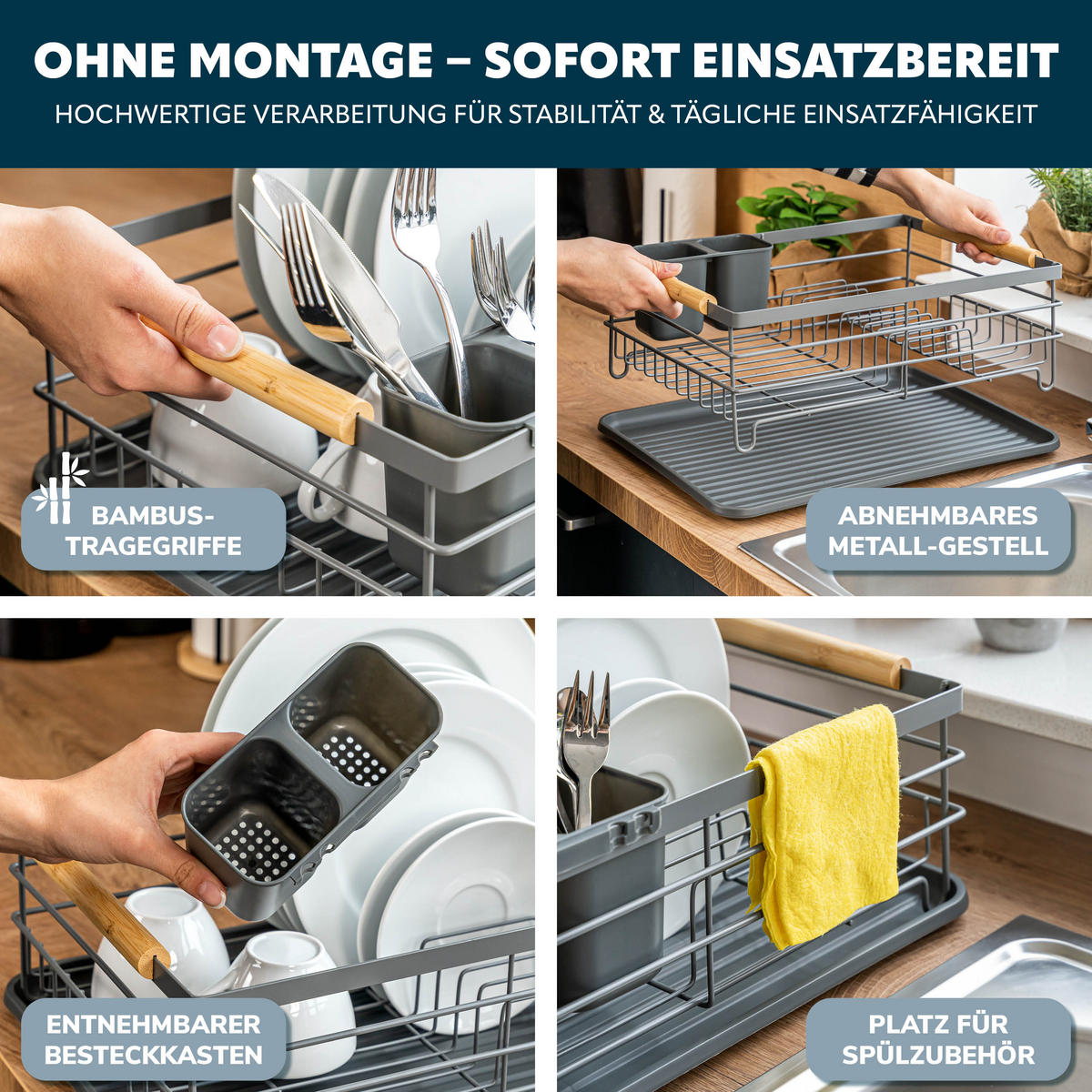 ABTROPFGESTELL, Metall, grau - Grau, Metall (43/15.5/32cm) - eluno