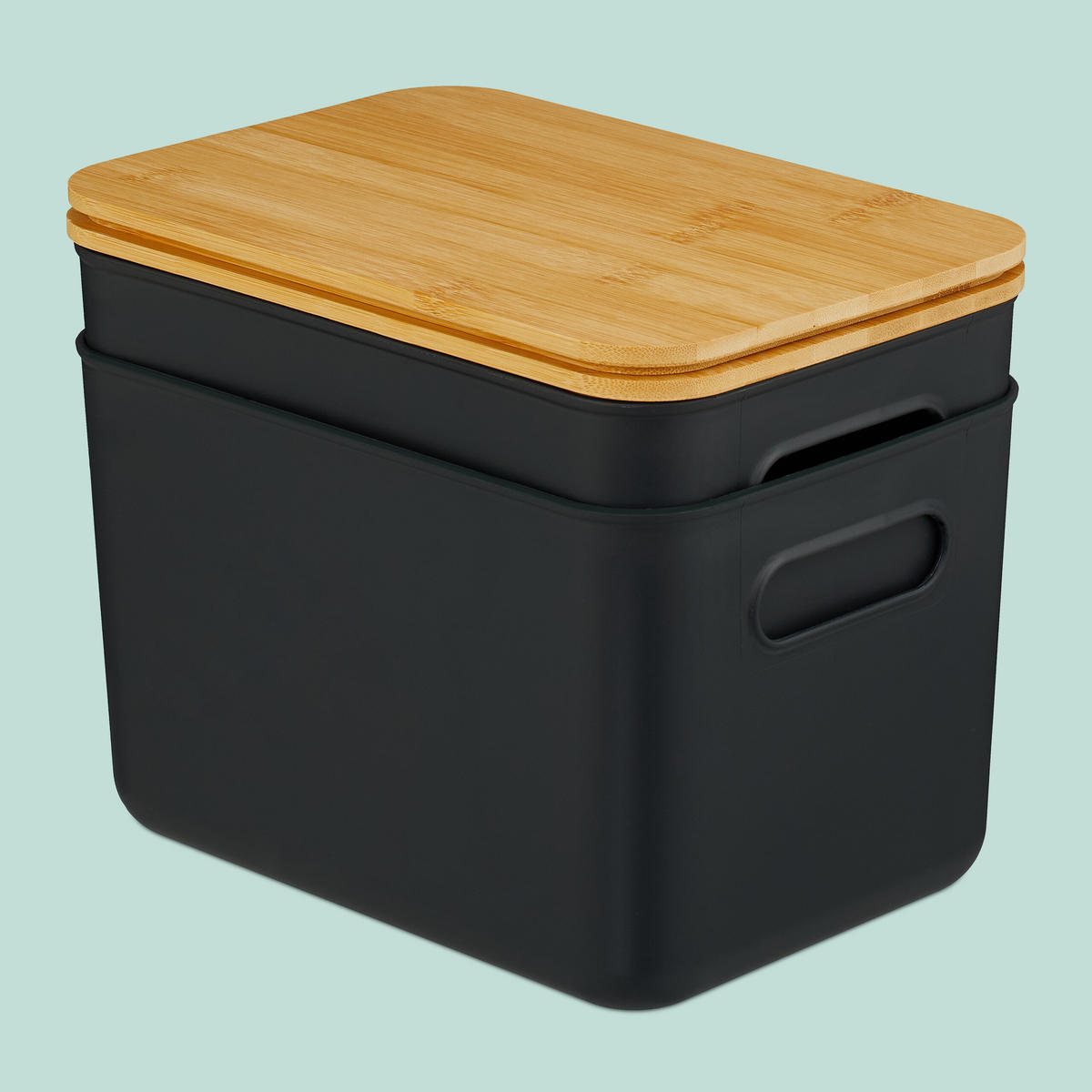 AUFBEWAHRUNGSBOX - Schwarz, Holz/Kunststoff (17.5/26/16cm) - Relaxdays