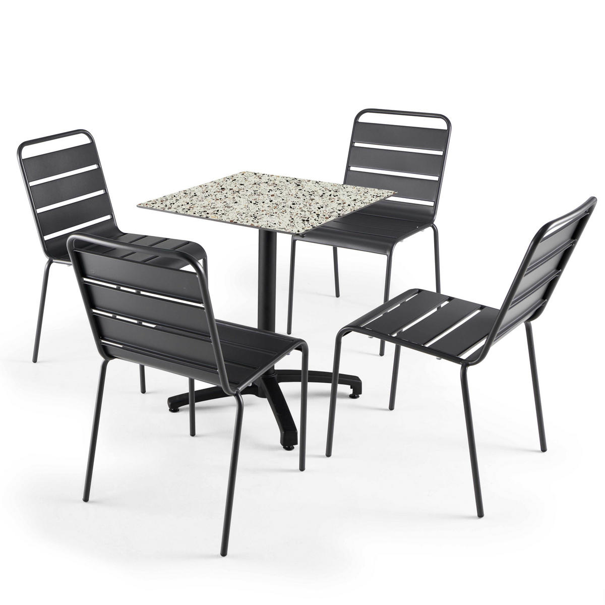 TISCHPLATTE 60 x 60 cm, Terrazzo - Weiß, Holzwerkstoff (60/60/1.25cm) - Oviala