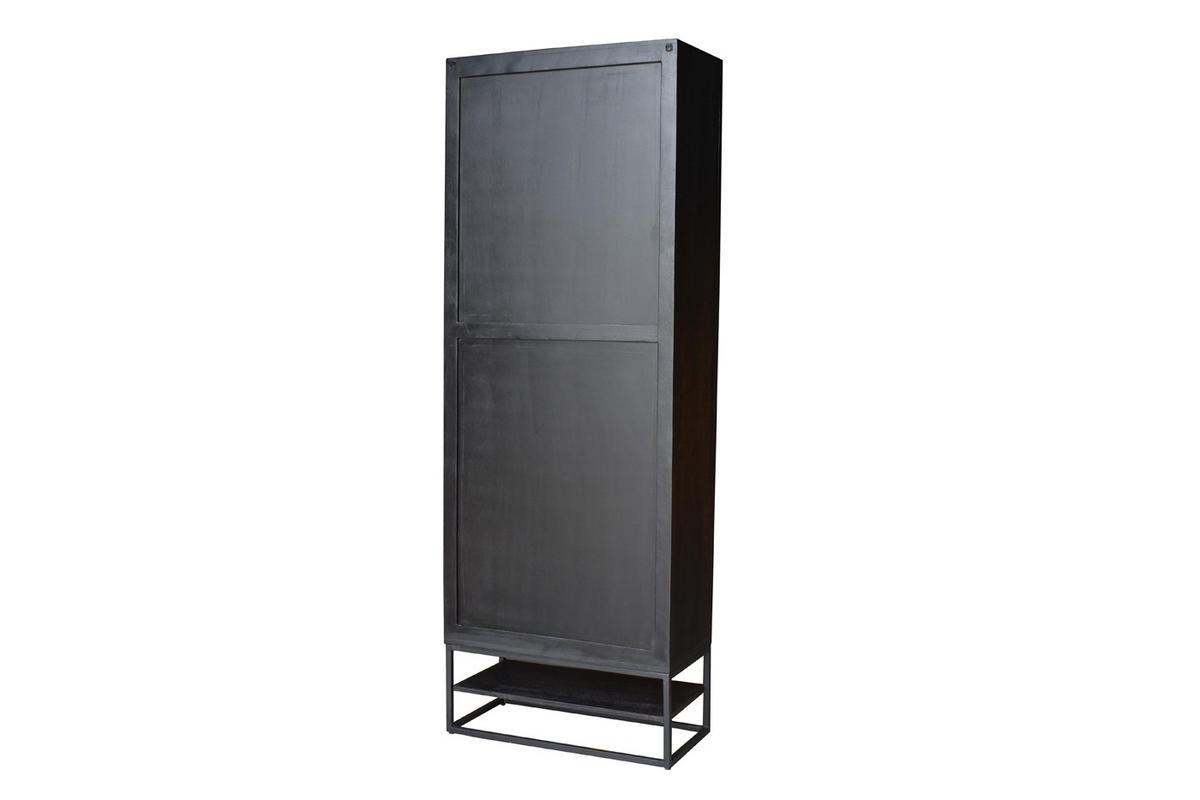 VITRINENSCHRANK aus Mangoholz 180x40x220cm, schwarz - Schwarz, Holz (80/220/40cm) - Giga Meubel