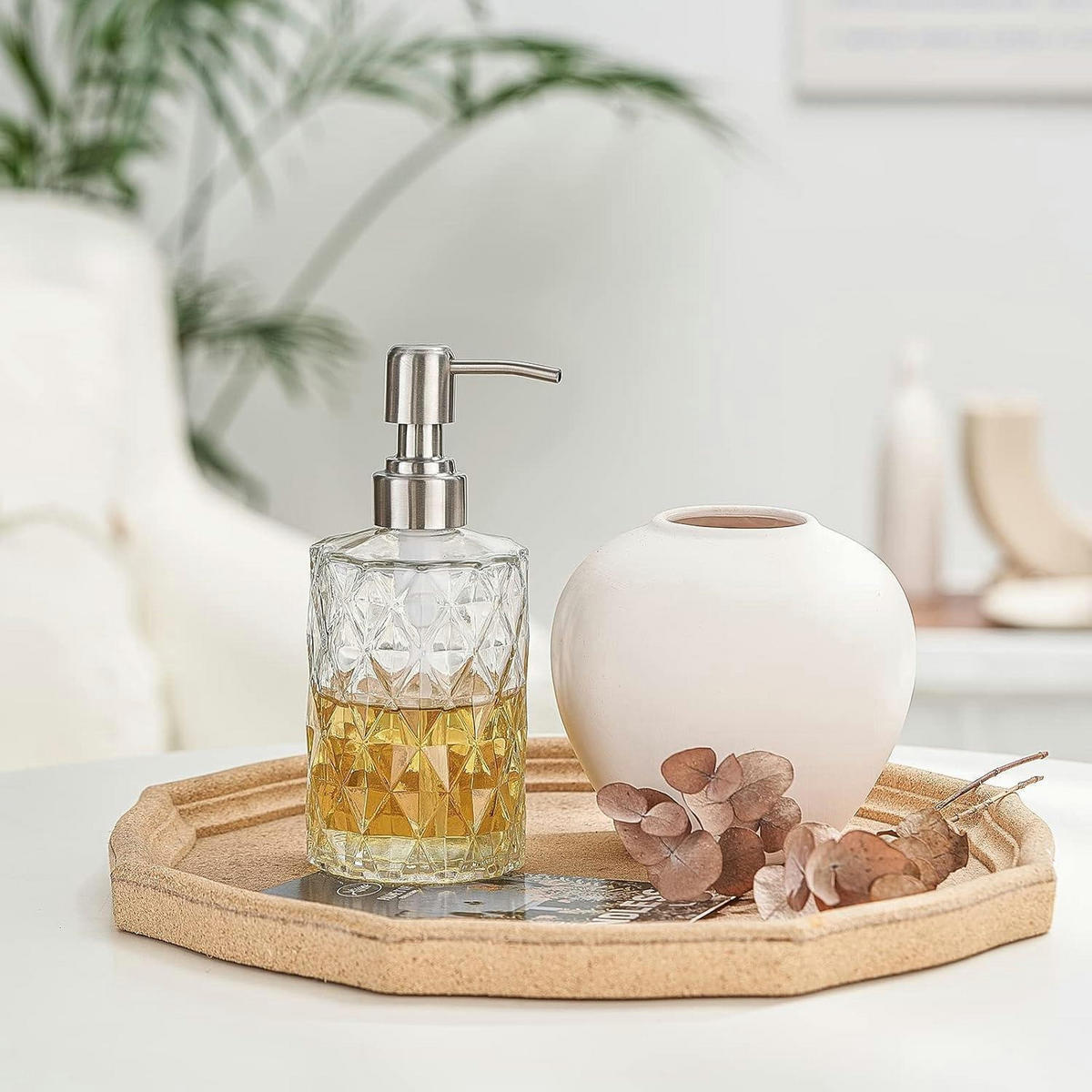 SEIFENSPENDER Glas Transparent mit Edelstahlpumpe 340 ml - Transparent, Glas (7.4/12.7/12.7cm)