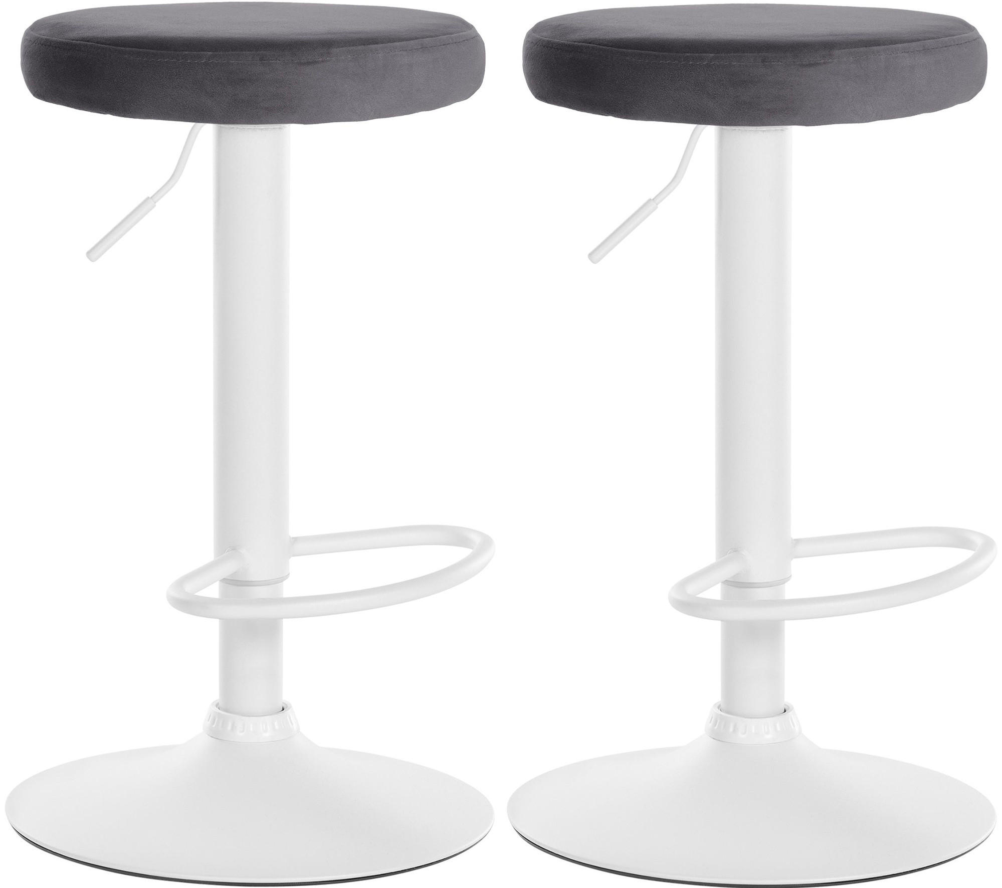 BARHOCKER 2er Set Samt dunkelgrau - Dunkelgrau, Textil/Metall (38.5/60/38.5cm) - CLP