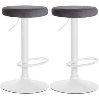 BARHOCKER 2er Set Samt dunkelgrau - Dunkelgrau, Textil/Metall (38.5/60/38.5cm) - CLP