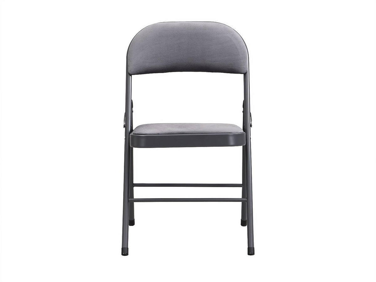 KLAPPSTUHL 2er-Set - Samt & Metall - Grau - ORTENSIA - Grau, Textil (46/79/49cm) - Vente-Unique