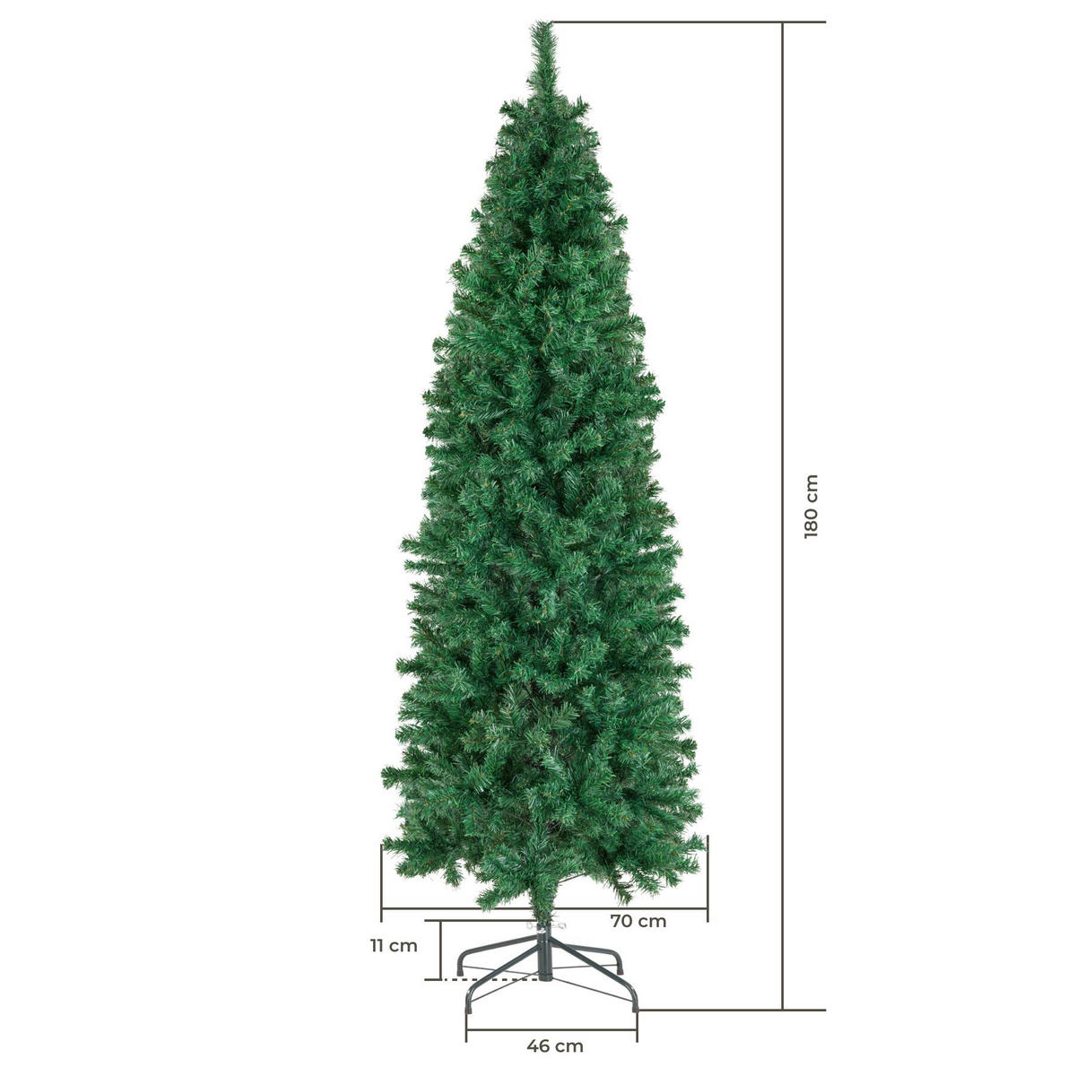 WEIHNACHTSBAUM Comet, pulverbeschichteter Metallständer mit Kunststoffkappen, grün - Grün, Kunststoff (180cm) - tectake