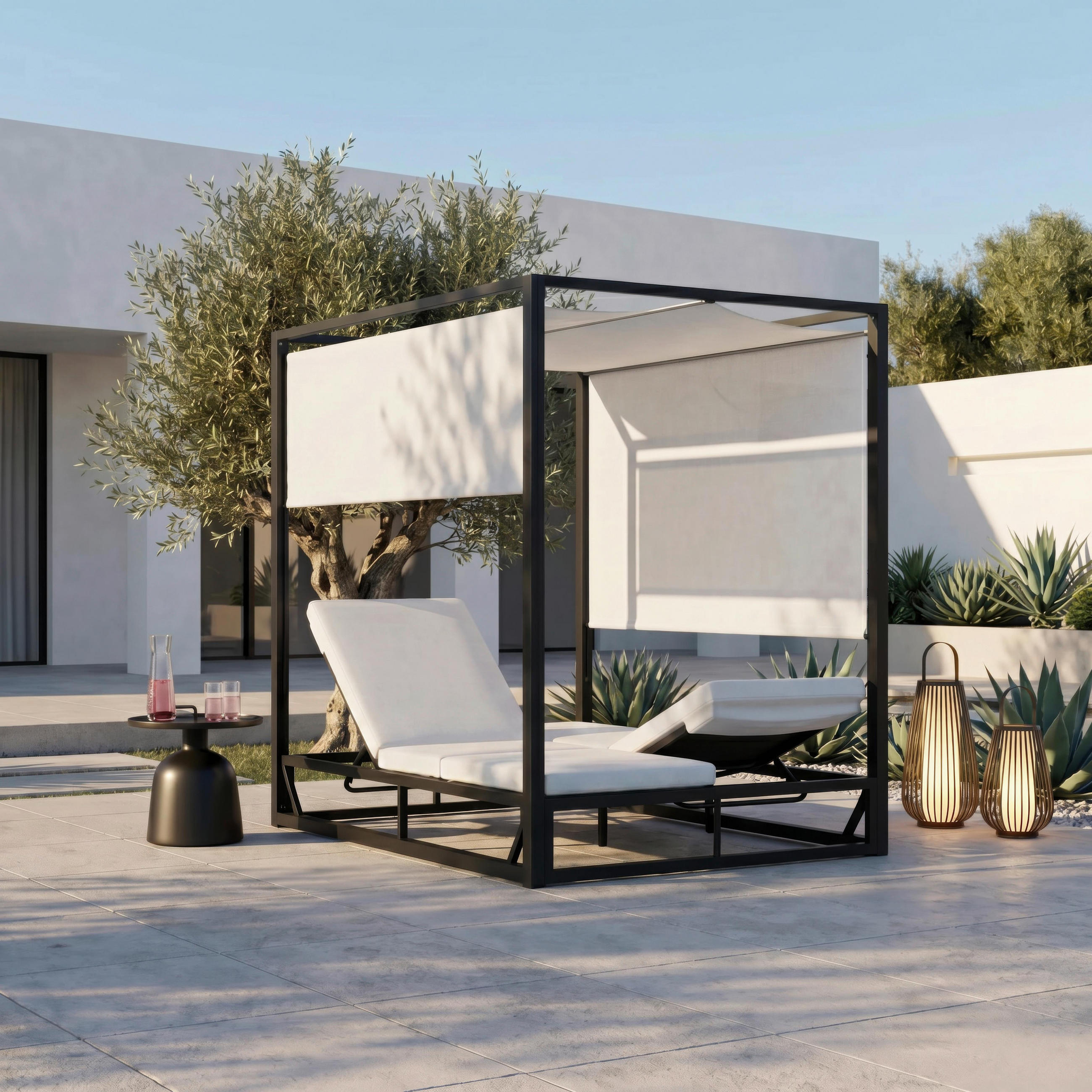 SONNENLIEGE Aviva Weiß Outdoorstoff/Metall - Weiß, Metall (1/196/200cm)