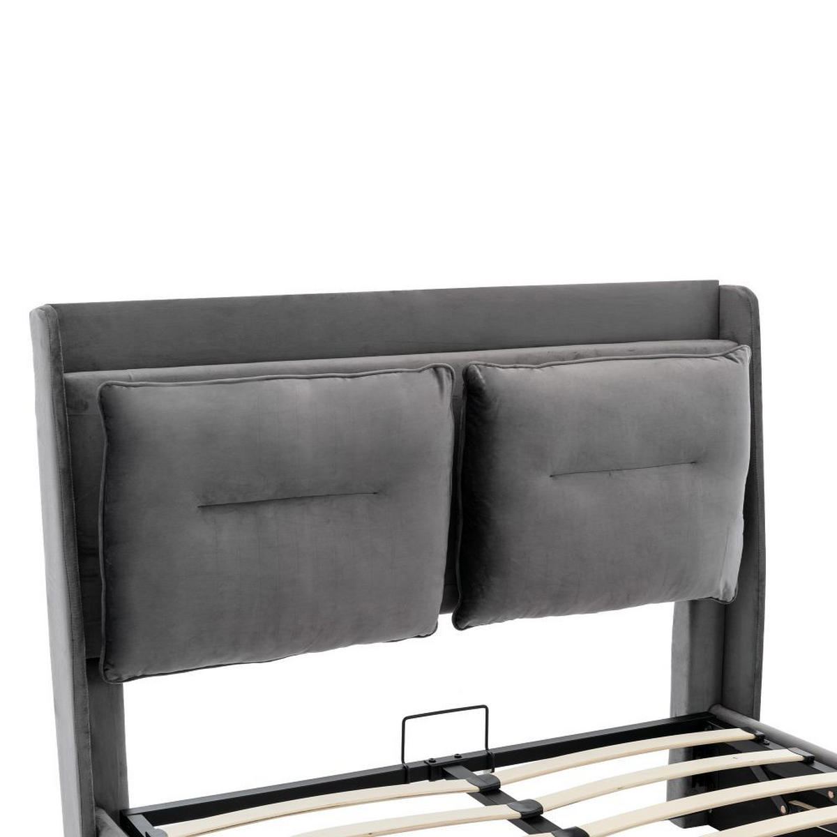 POLSTERBETT 140/200 cm in Dunkelgrau mit LED-Lichtleisten - Grau, Holz/Textil (140/200cm) - KOMHTOM