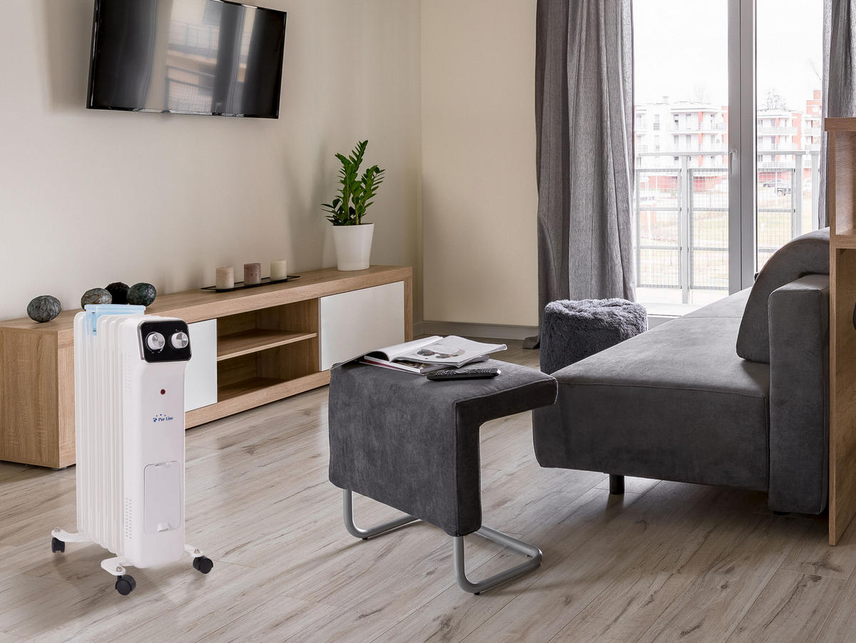 ÖLRADIATOR Weiß mit Rollen und 3 Leistungsstufen 1500 W - Weiß, Metall (31/62/15cm) - Purline