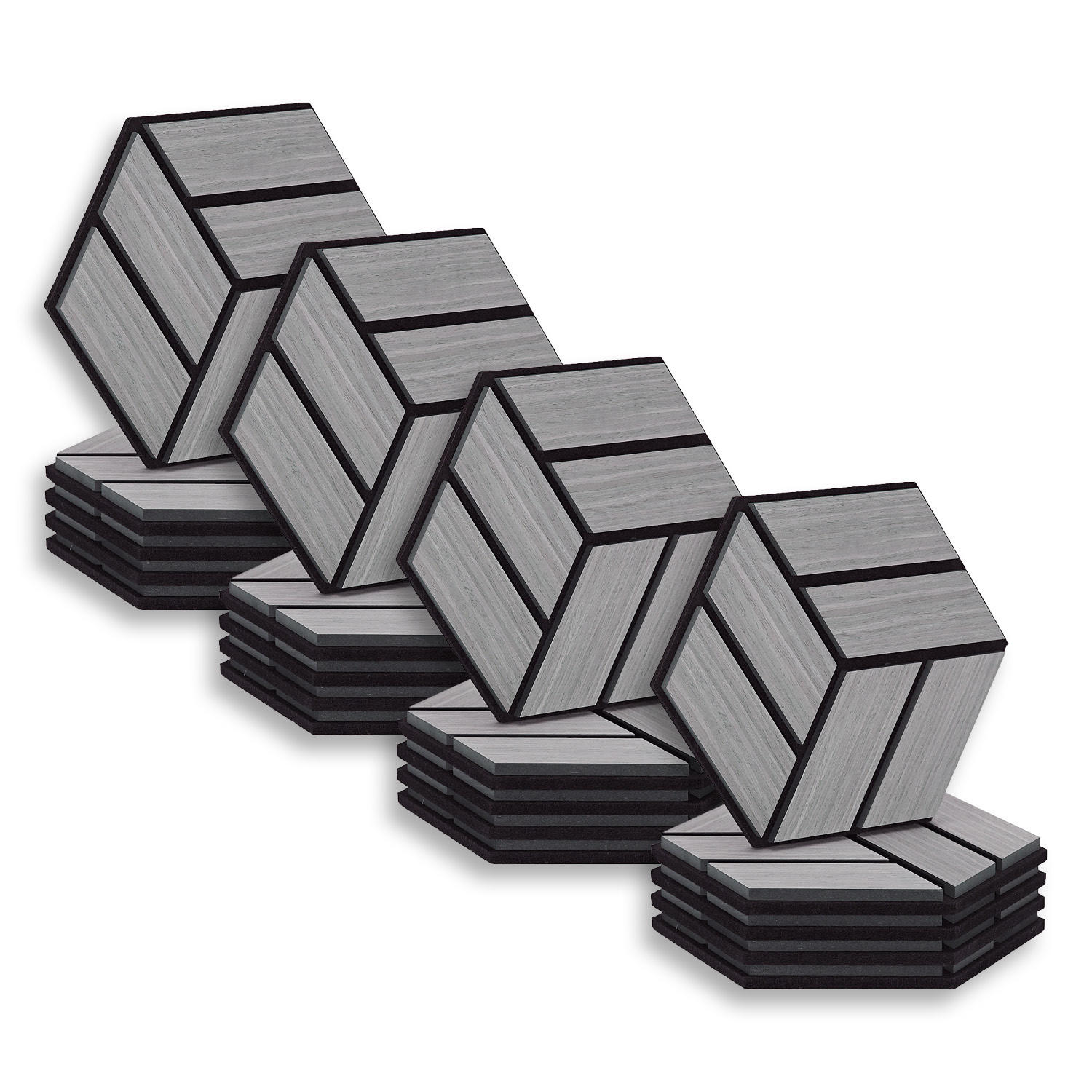 AKUSTIKPANEEL Hexagon Grau 20 Stück - Grau, Holz (30/26/2cm) - Homestyle4u