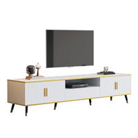 TV-SCHRANK Weiß mit Kunstmarmorplatte, goldenen Metallakzenten, Kabelführung und großem Stauraum 200 × 40 × 46 cm - Weiß, Holzwerkstoff (200/46/40cm) - Luhomfu